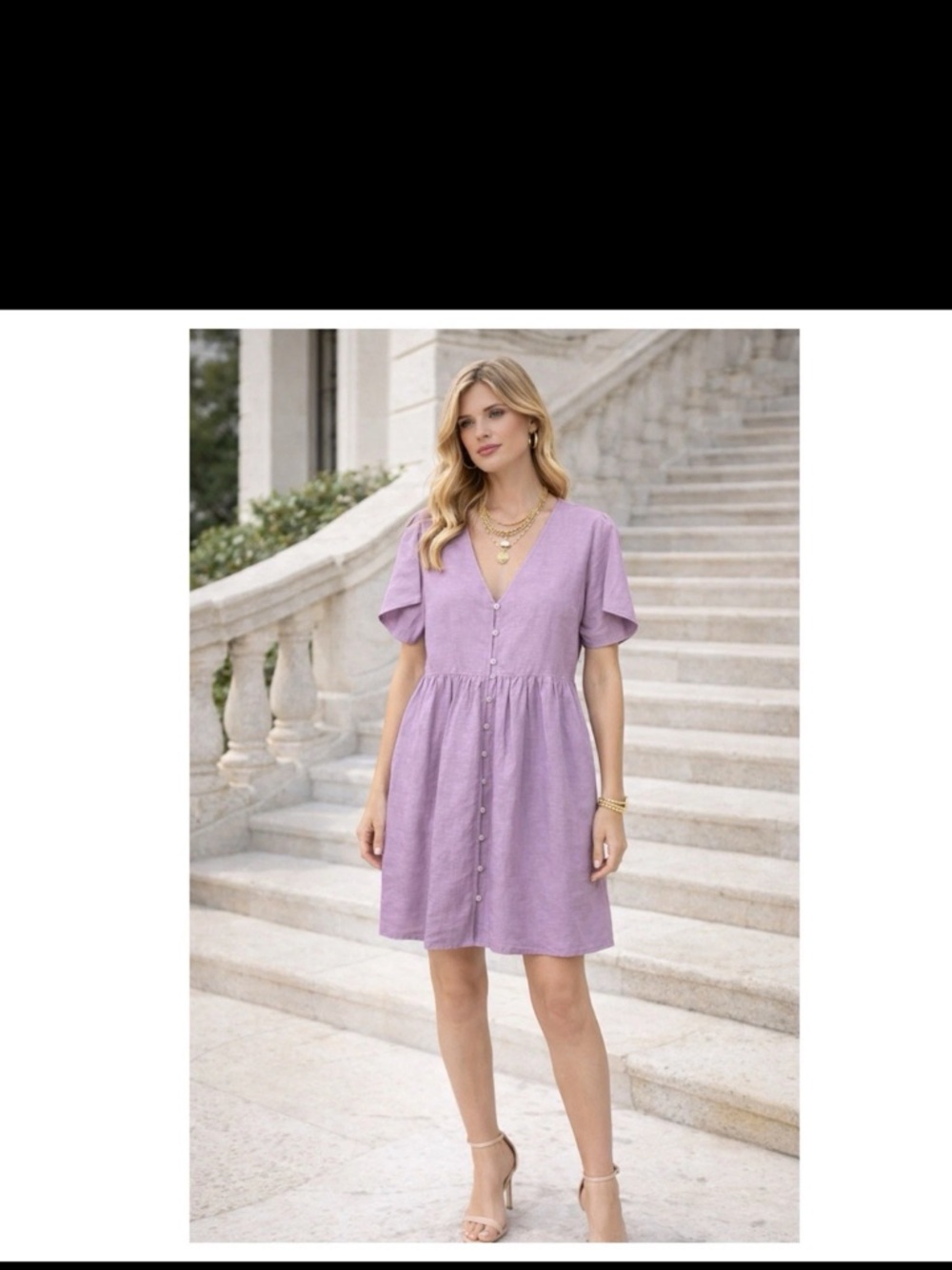 Madewell Linen-Blend Alexandra Button-Front Mini Dress in lilac. Size ps